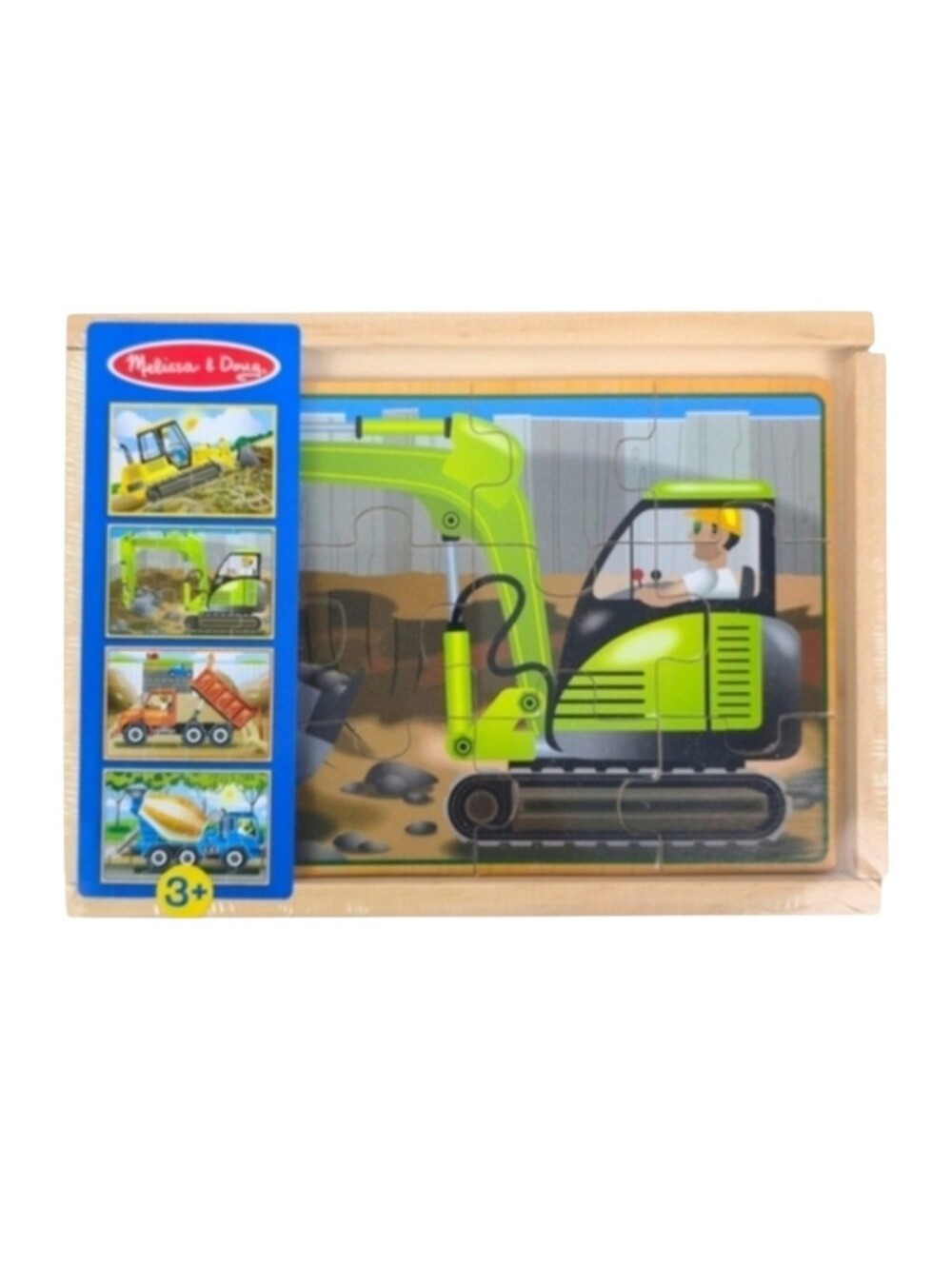 Melissa & Doug Construction Vehicles 4-in-1 Wooden Jigsaw Puzzles -